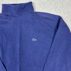Vintage Izod Lacoste Mens Navy Blue Turtleneck Sweater Cotton Made in USA Large
